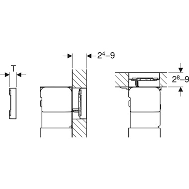 Geberit Omega 60 nyomólap 2 mennyiséges öblítéshez, falsík alatti, fekete, fényes, üveg csík
