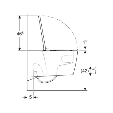 Geberit ONE fali WC-csésze, TurboFlush, WC-ülőkével, mélyöblítésű, 54 cm, fehér, KeraTect®