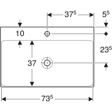 Geberit ONE mosdó függőleges lefolyóval, 75x48 cm ,KeraTect bevonattal,  fehér