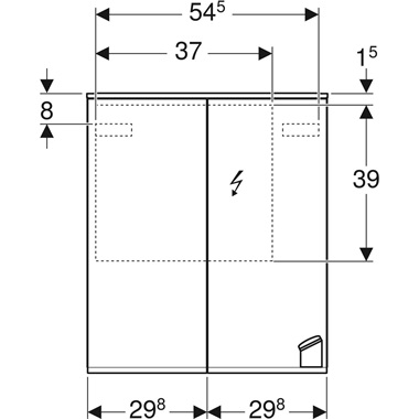 Geberit Option Plus tükrös szekrény 60x70x17,2 cm, világítással, két ajtóval