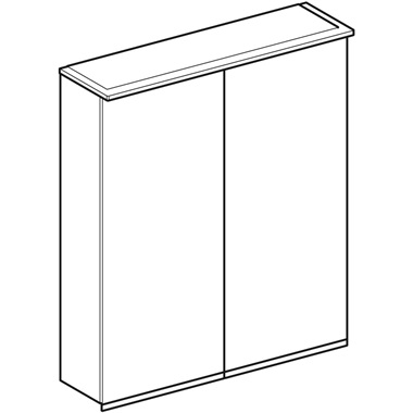 Geberit Option Plus tükrös szekrény 60x70x17,2 cm, világítással, két ajtóval