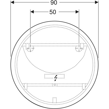 Geberit Option tükör kerek 90x90x3,5cm, közvetlen és közvetett megvilágítással