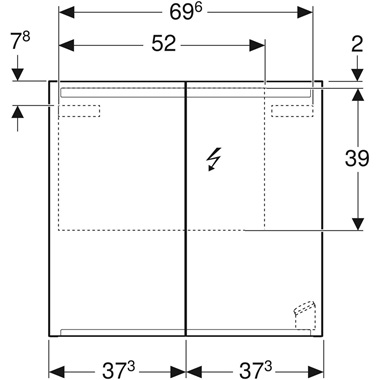 Geberit Option tükrös szekrény 75x70x15 cm, világítással, két ajtóval