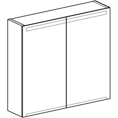 Geberit Option tükrös szekrény 75x70x15 cm, világítással, két ajtóval