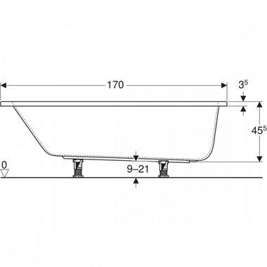 Geberit Perfect egyenes kád lábkészlettel, 170x75 cm, fehér
