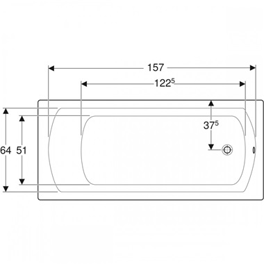 Geberit Perfect egyenes kád lábkészlettel, 170x75 cm, fehér