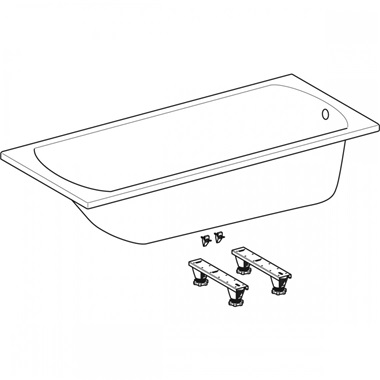 Geberit Perfect egyenes kád lábkészlettel, 170x75 cm, fehér