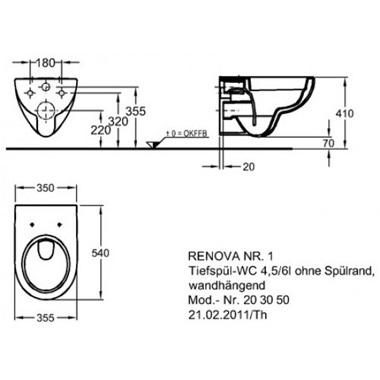Geberit Renva fali wc rimfree 54 cm