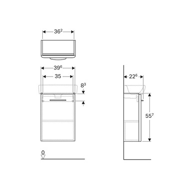 Geberit Selnova alsószekrény kézmosóhoz 1 ajtóval 39,6x55,7x22,6 cm, fehér Geberit Selnova alsószekrény kézmosóhoz 1 ajtóval 39,6x55,7x22,6 cm, fehér