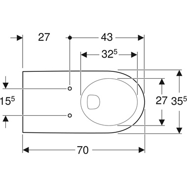 Geberit Selnova Comfort fali WC 35,5x34x70 cm, mélyöblítésű, hosszabb kivitel