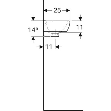 Geberit Selnova Compact kézmosó, 45x15x25 cm, csaplyuk jobb oldalt, túlfolyóval