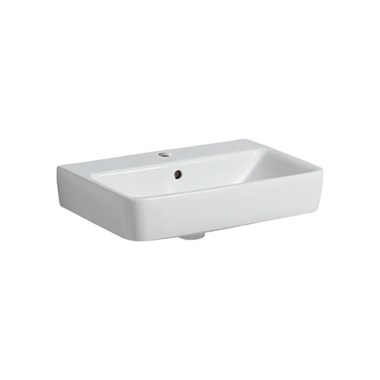 Geberit Selnova Compact mosdó, 55x17x37 cm, csaplyuk középen, túlfolyóval