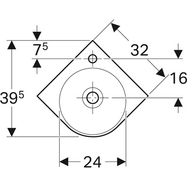 Geberit Selnova Compact sarokkézmosó 45x39,5x15,5 cm