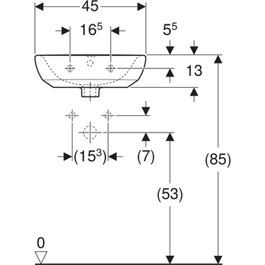 Geberit Selnova mosdó 45x17x37 cm, fehér