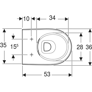 Geberit Selnova fali WC 36x33x53 cm, fehér, Rimfree