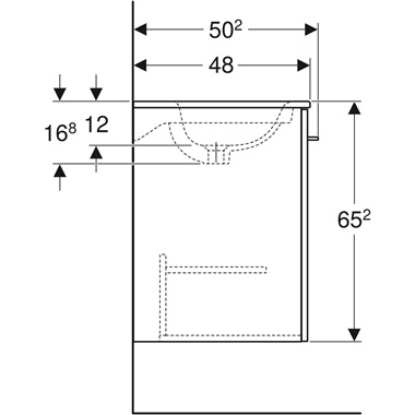 Geberit Selnova Square mosdószekrény mosdóval 80x65,2x50,2 cm, hikoridió , melaminos faszerkezet