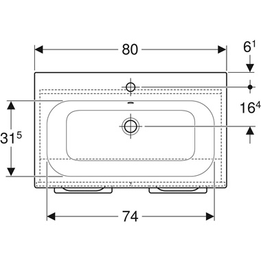 Geberit Selnova Square mosdószekrény mosdóval 80x65,2x50,2 cm, hikoridió , melaminos faszerkezet