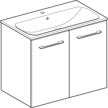 Geberit Selnova Square mosdószekrény mosdóval 80x65,2x50,2 cm, hikoridió , melaminos faszerkezet