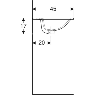 Geberit Selnova Square beépíthető mosdó 55x17x45 cm, fehér