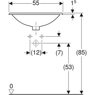 Geberit Selnova Square beépíthető mosdó 55x17x45 cm, fehér