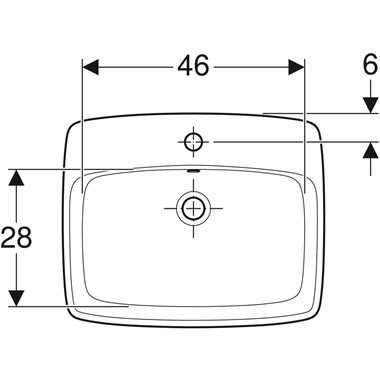 Geberit Selnova Square beépíthető mosdó 55x17x45 cm, fehér