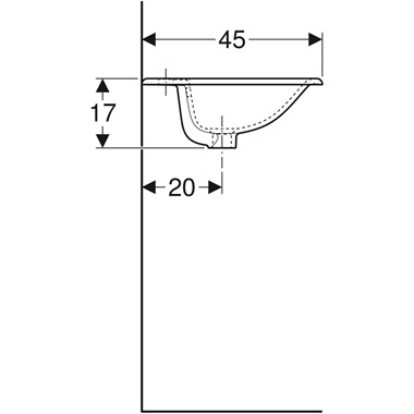 Geberit Selnova Square beépíthető mosdó 60x17x45 cm, fehér