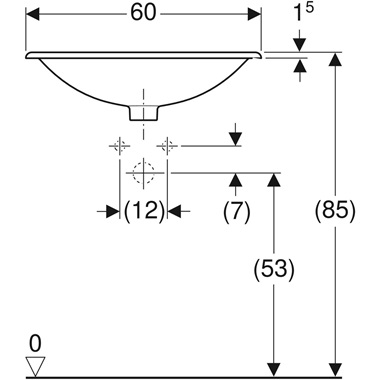 Geberit Selnova Square beépíthető mosdó 60x17x45 cm, fehér