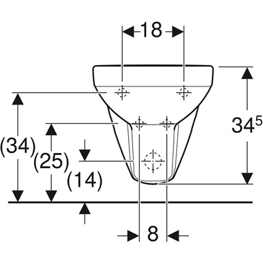 Geberit Selnova Square fali bidé 35x35,5x53 cm, fehér
