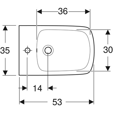 Geberit Selnova Square fali bidé 35x35,5x53 cm, fehér