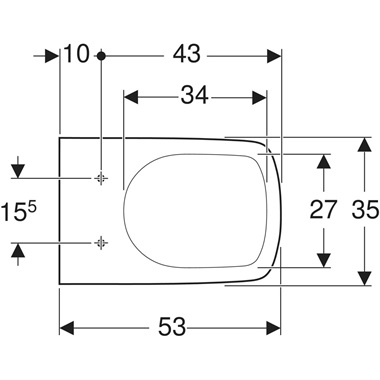 Geberit Selnova Square fali WC 35x34x53 cm, fehér