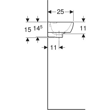 Geberit Selnova Compact kézmosó 45x15x25 cm, csaplyuk bal oldalt, túlfolyóval