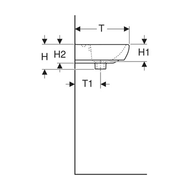 Geberit Selnova Square kézmosó 45x16x35 cm, csaplyuk középen, túlfolyóval