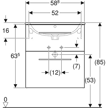 geberit selnova square mosdószekrény mosdóval, két fiókkal, 65,2x60,2x50,2 cm, hikoridió, melaminos faszerkezet