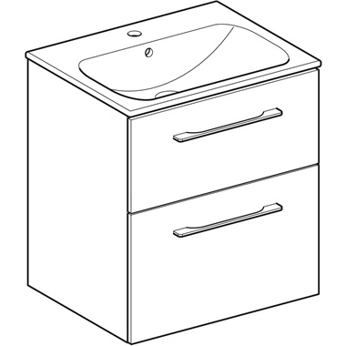 geberit selnova square mosdószekrény mosdóval, két fiókkal, 65,2x60,2x50,2 cm, hikoridió, melaminos faszerkezet