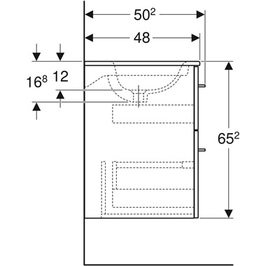 Geberit Selnova Square mosdószekrény mosdóval 80x65,2x50,2 cm, 2 fiókkal, fényes fehér