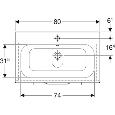 Geberit Selnova Square mosdószekrény mosdóval 80x65,2x50,2 cm, 2 fiókkal, fényes fehér