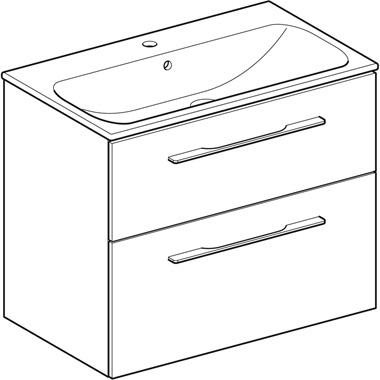 Geberit Selnova Square mosdószekrény mosdóval 80x65,2x50,2 cm, 2 fiókkal, fényes fehér