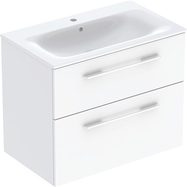 Geberit Selnova Square mosdószekrény mosdóval 80x65,2x50,2 cm, 2 fiókkal, fényes fehér