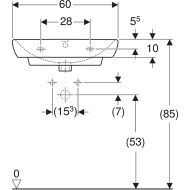Geberit Selnova Square mosdó 60x18x46 cm, fehér