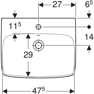 Geberit Selnova Square mosdó  55x17x44 cm, fehér