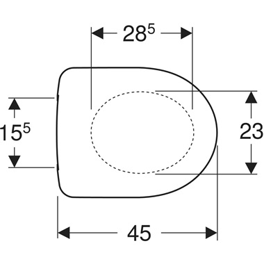 Geberit Selnova WC-ülőke 36x5x45 cm, rozsadamentes acél zsanérral, rögzítés alulról