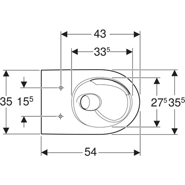 GEBERIT SELNOVA WC FALI, MÉLYÖBLÍTÉSŰ, TURBOFLUSH, 54CM "K"