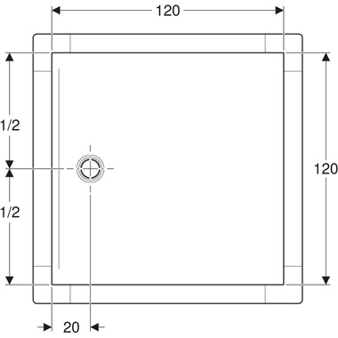Geberit Setaplano zuhanytálca 120x120 cm, fehér