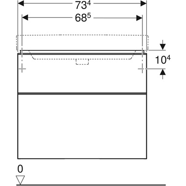 Geberit Smyle Square alsó szekrény mosdóhoz, két fiókkal 73,4x61,7x47 cm, melaminos faszerkezet, hikoridió