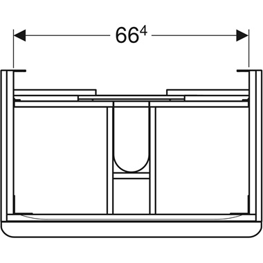 Geberit Smyle Square alsó szekrény mosdóhoz, két fiókkal 73,4x61,7x47 cm, melaminos faszerkezet, hikoridió