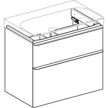 Geberit Smyle Square alsó szekrény mosdóhoz két fiókkal, 58,4x61,7x47 cm