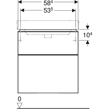 Geberit Smyle Square alsó szekrény mosdóhoz két fiókkal, 58,4x61,7x47 cm, magasfényű fehér