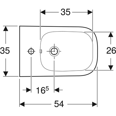 Geberit Smyle Square fali bidé 35x26x54 cm, fehér