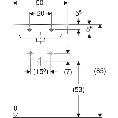 Geberit Smyle Square kézmosó 50x16x41 cm, fehér