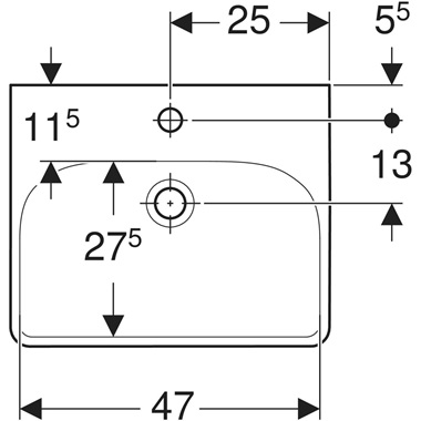 Geberit Smyle Square kézmosó 50x16x41 cm, fehér